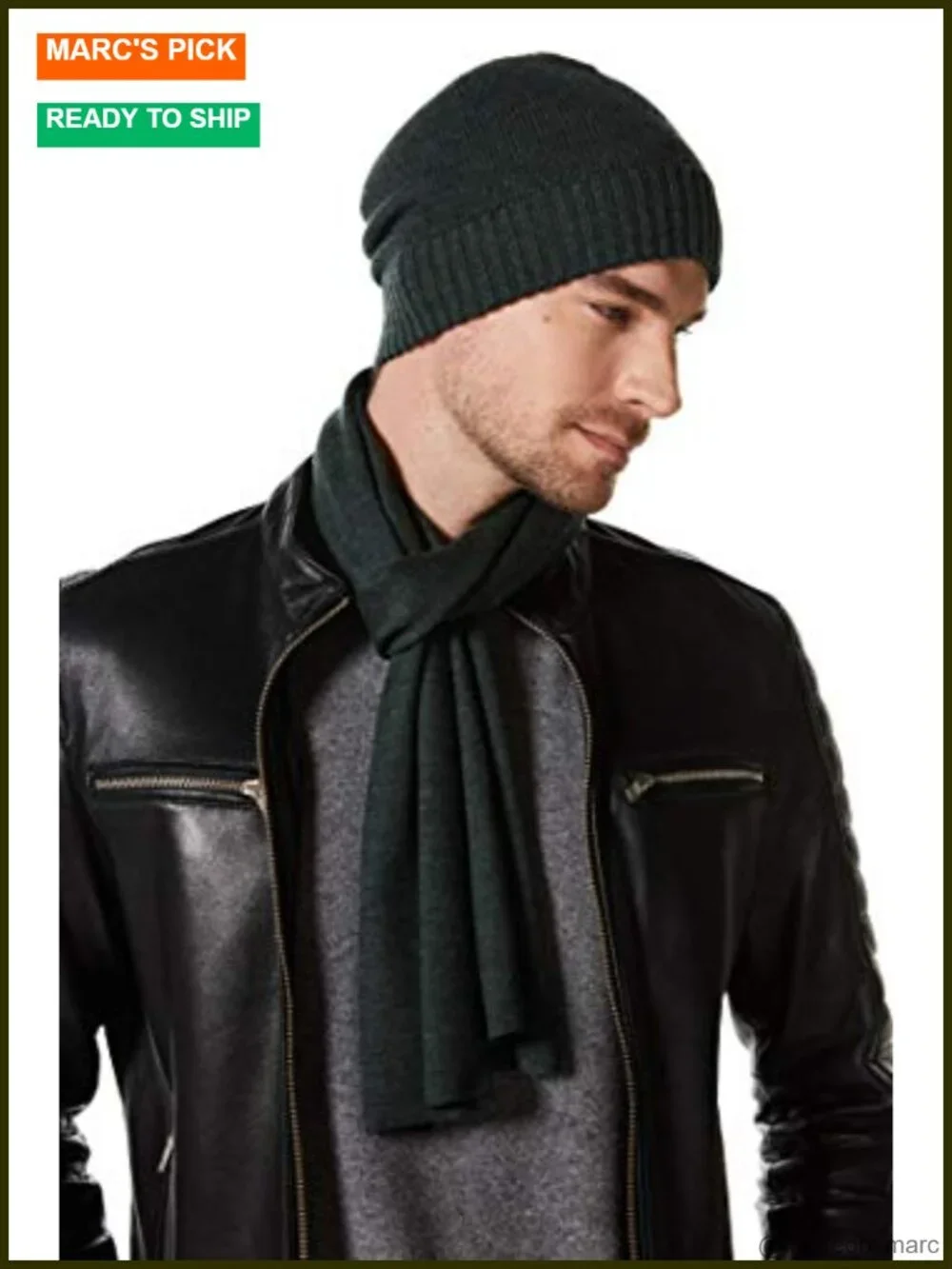 Men's 100% Merino Wool Scarf & Beanie Set